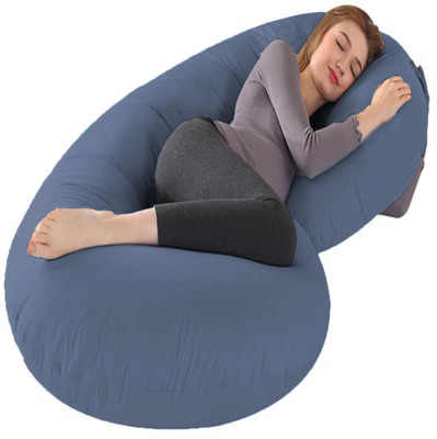Texlux Microfibre Solid Pregnancy Pillow Pack of 1(Dark Blue)