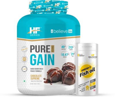 HF Series Pure Gain Hard Weight Gainer Formula+ Omega 3 Fish oil Whey Protein(3 kg, CHOCOLATE SUPREME+FISH OIL)