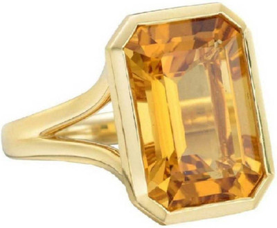 Chopra Gems Yellow Sapphire Pukhraj Gemstone Ring Astrological Purpose for Men and Women Brass Sapphire Gold Plated Ring