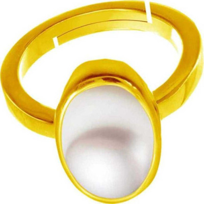 Chopra Gems Pearl Moti Gemstone Elegant Ring for Men & Women Brass Gold Plated Ring