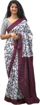 NIKHILAM Printed Handloom Pure Cotton Saree(Multicolor)