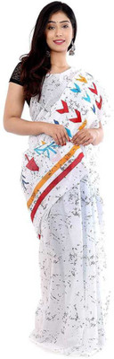 NIKHILAM Printed Handloom Pure Cotton Saree(Multicolor)