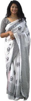 NIKHILAM Printed Handloom Pure Cotton Saree(Multicolor)