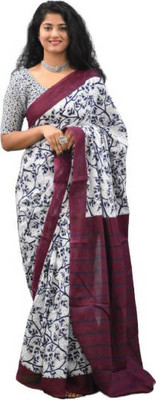 NIKHILAM Printed Handloom Pure Cotton Saree(Multicolor)