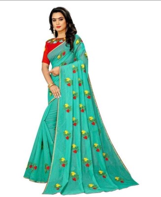 ANANDSAREE Embroidered Daily Wear Cotton Blend Saree(Light Green)