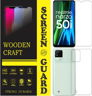 wooden craft Front and Back Tempered Glass for Realme Narzo 50i {Flexible}, RMX3231,RMX3235, Narzo 50i(Pack of 2)