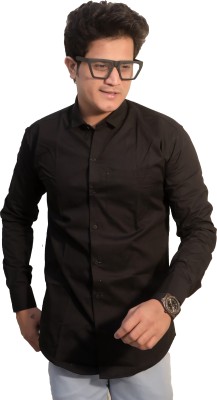 Sarang Men Solid Casual Black Shirt