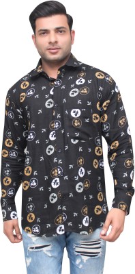 AISH N RIDH Men Floral Print Casual Black Shirt