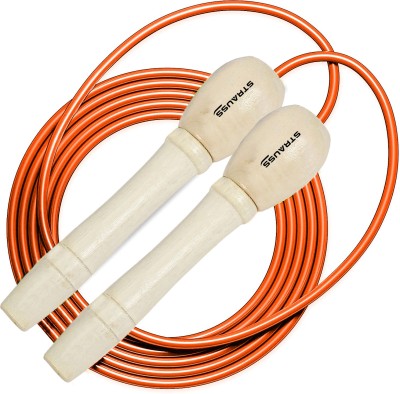 Strauss Wooden Jumping | Skipping rope for kids Freestyle Skipping Rope(Orange, Beige, Length: 300 cm)