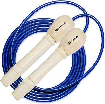 Strauss Wooden Jumping | Skipping rope for kids Freestyle Skipping Rope(Blue, Length: 300 cm)