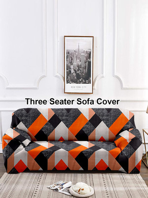 Flipkart SmartBuy Polyester Abstract 3 Seater Sofa Cover(Orange Pack of 1)