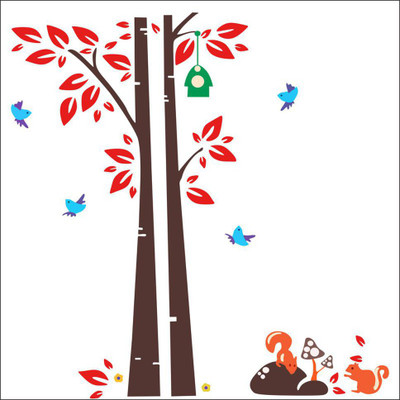 Sahaj Décor 121 cm BIRD TREE Wall Sticker special features Covring Area [119X121 Cm ] Self Adhesive Sticker(Pack of 1)