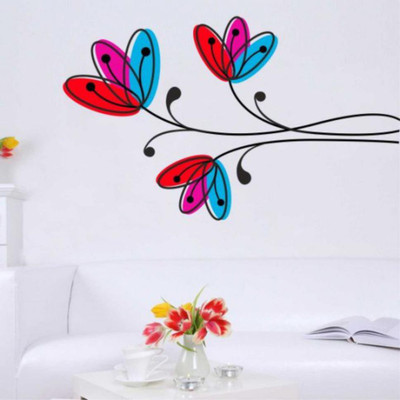 Vijaya enterprises 67 cm Pink Flower Tree for wall sticker Size [121x73 Cm ] Self Adhesive Sticker(Pack of 1)