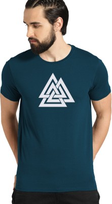 ADRO Graphic Print Men Round Neck Dark Blue T-Shirt