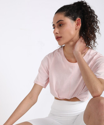 PUMA Solid Women Round Neck Pink T-Shirt