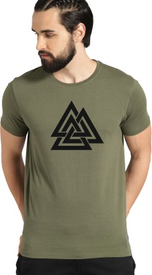 ADRO Graphic Print Men Round Neck Dark Green T-Shirt