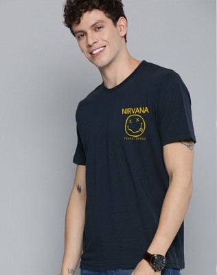 Young trendz Printed Men Round Neck Dark Blue T-Shirt