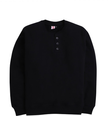 Kiva Fashion Solid Men Mandarin Collar Black T-Shirt