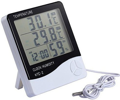 thermomate Digital room thermometer Humidity Meter with Clock LCD Display , indoor RT20 Thermometer(White)