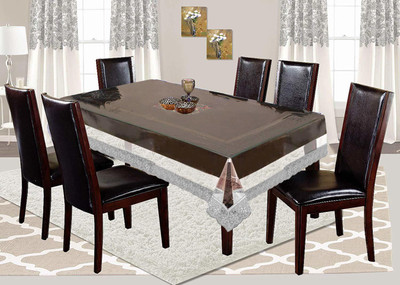 BONA SORT Solid 6 Seater Table Cover(Silver, PVC)