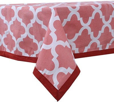 GRUSH Printed 4 Seater Table Cover(Pink, Cotton)