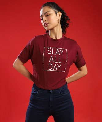 CAMPUS SUTRA Casual Printed Women Maroon Top