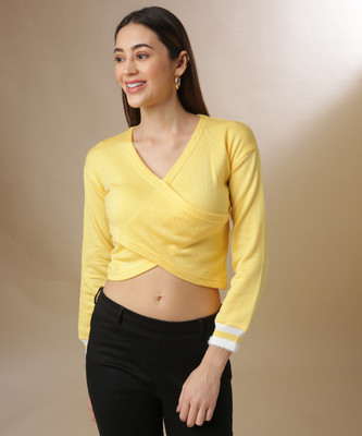 CAMPUS SUTRA Casual Solid Women Yellow Top