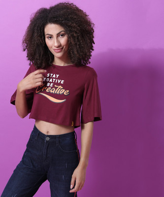 CAMPUS SUTRA Casual Printed Women Maroon Top