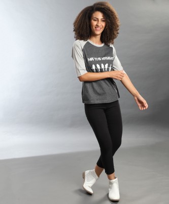 CAMPUS SUTRA Casual Printed Women Grey Top