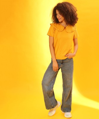 CAMPUS SUTRA Casual Solid Women Yellow Top