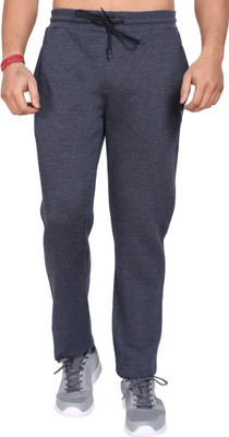 beUNIQ Self Design Men Dark Blue Track Pants