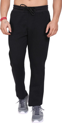 beUNIQ Self Design Men Black Track Pants