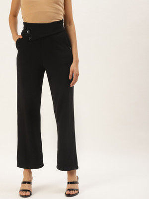 Zastraa Regular Fit Women Black Trousers