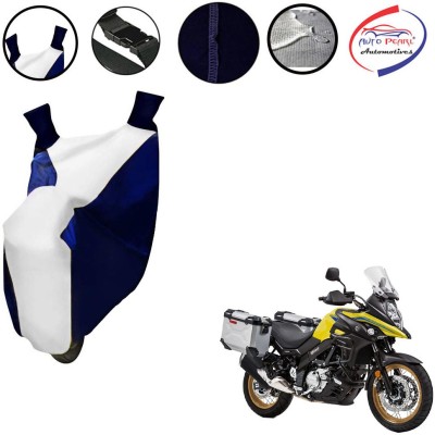 AUTO PEARL Two Wheeler Cover for Suzuki(V-Strom 650 XT, White, Blue)