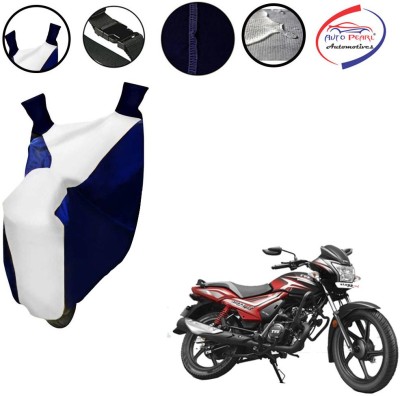 AUTO PEARL Two Wheeler Cover for TVS(Star City Plus, White, Blue)