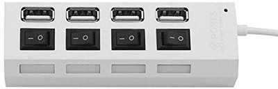 Viraan USB Hub 2.0 Multi USB Port 4 Ports Hub USB High Speed HUB with On/Off Switch USB Splitter USB Hub(White)