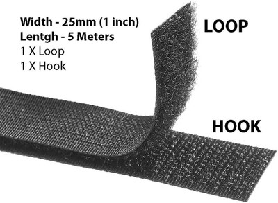 Lucknow Crafts Velcro 5m Hook + Loop Fastener tape roll strips (5Meter Black) Sew-on Velcro(Black)