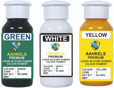 AAHKELS SILICONE LIQUID RUBBER PIGMENT PACK OF 3 GREEN- WHITE-YELLOW (50 GRAM EACH)