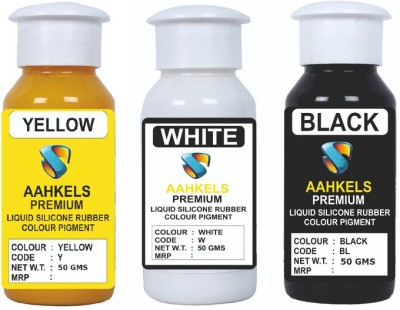 AAHKELS SILICONE LIQUID RUBBER PIGMENT PACK OF 3 YELLOW- WHITE-BLACK (50 GRAM EACH)