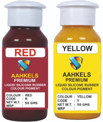 AAHKELS SILICONE LIQUID RUBBER PIGMENT PACK OF 2 RED-YELLOW (50 GRAM EACH)