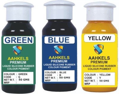 AAHKELS SILICONE LIQUID RUBBER PIGMENT PACK OF 3 GREEN- YELLOW-BLUE (50 GRAM EACH)