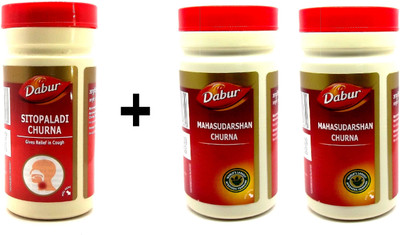 Dabur Sitopaladi with Mahasudarshan Churna a complete solution for Cough, Cold & Fever(Pack of 3, 60 g, 60 g, 60 g)