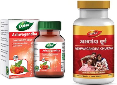 Dabur Ashwagandha Tablet Natural Immunity Booster WITH ASHWAGANDHA CHURNA 100GM(Pack of 2)