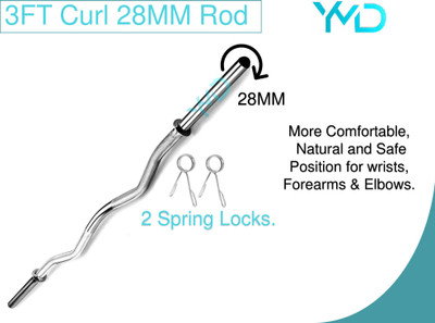 YMD Home Gym Exercise Fitness 3 Ft Curl Rod / Barbell / Curl Bar (30 mm Outer Diameter Weight Lifting Bar