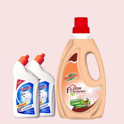 ASTRO PLUS+ Floor Cleaner|Sandal Fragrance 1L|Toilet Bowl Cleaner Stain Destroyer 500ml COM Sandal wood(3 x 0.67 L)