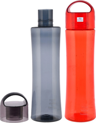 Heart Home 1000 ml Plastic Bottle(Pack of 2, Red, Grey)