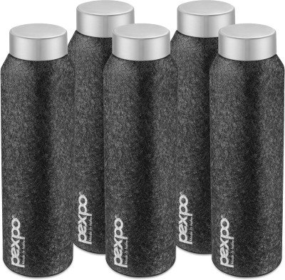 pexpo 1000 ml Fridge and Refrigerator Stainless Steel Water Bottle, Vertigo 1000 ml Bottle(Pack of 5, Black, Steel)