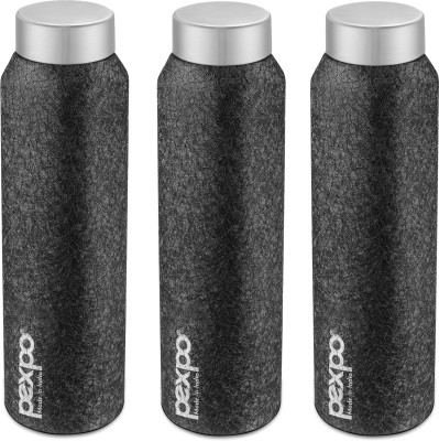 pexpo 1000 ml Fridge and Refrigerator Stainless Steel Water Bottle, Vertigo 1000 ml Bottle(Pack of 3, Black, Steel)