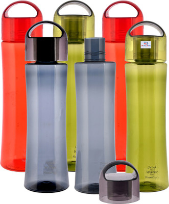 Heart Home 1000 ml Plastic Bottle(Pack of 6, Red, Green, Grey)