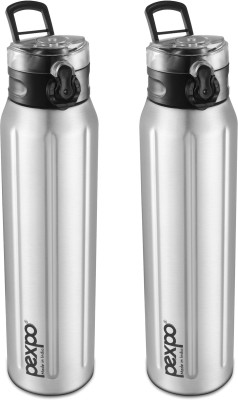 pexpo 1000 ml Sports and Hiking Stainless Steel Water Bottle, Umbro 1000 ml Bottle(Pack of 2, Silver, Steel)